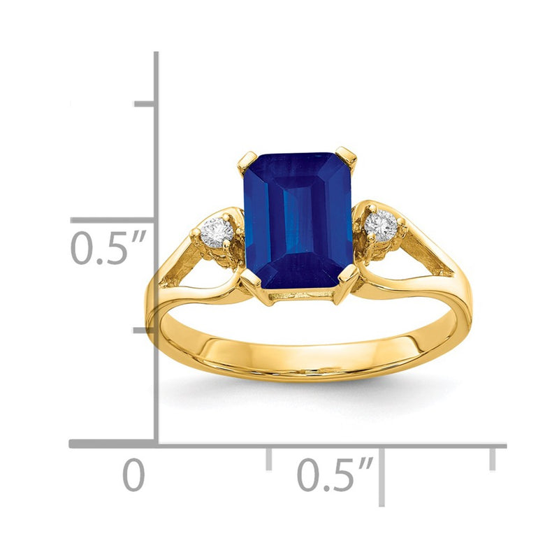14K Yellow Gold 8x6mm Emerald Cut Sapphire A Real Diamond ring