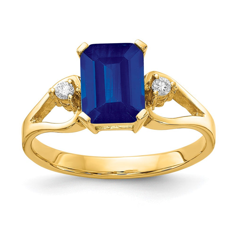 14K Yellow Gold 8x6mm Emerald Cut Sapphire A Real Diamond ring