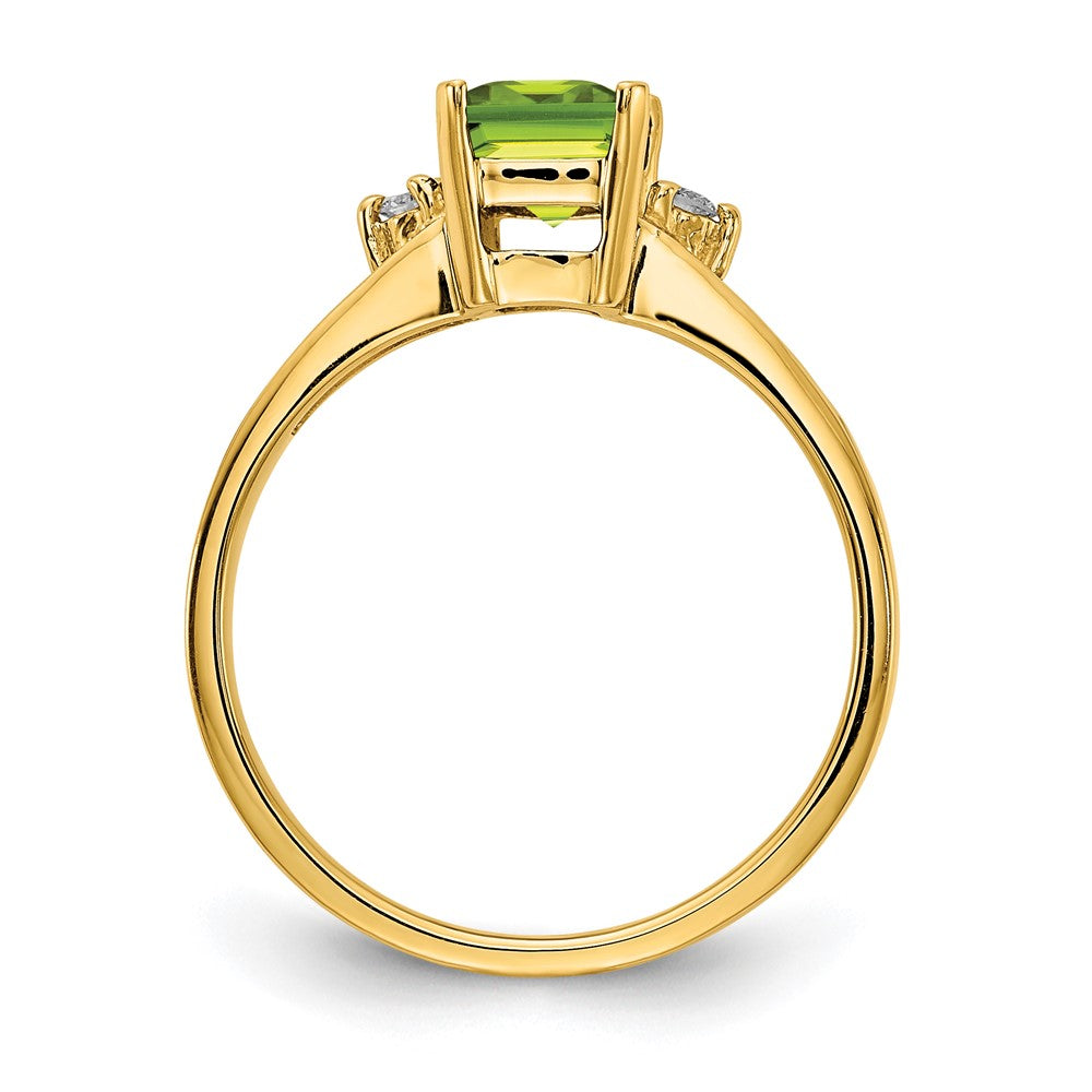 14K Yellow Gold 7x5mm Emerald Cut Peridot A Real Diamond ring