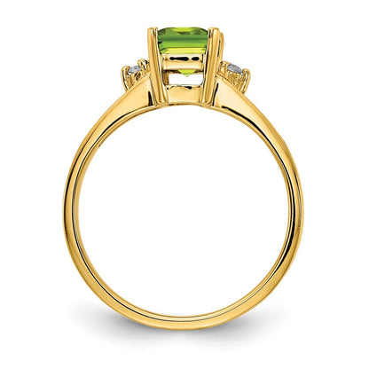 14K Yellow Gold 7x5mm Emerald Cut Peridot A Real Diamond ring
