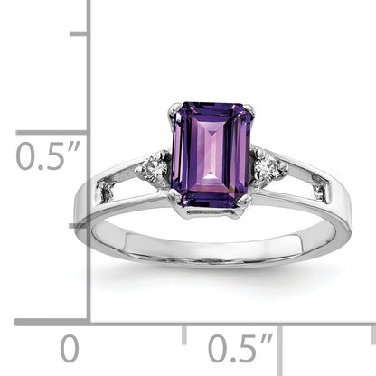 14k White Gold 7x5mm Emerald Cut Amethyst A Real Diamond ring