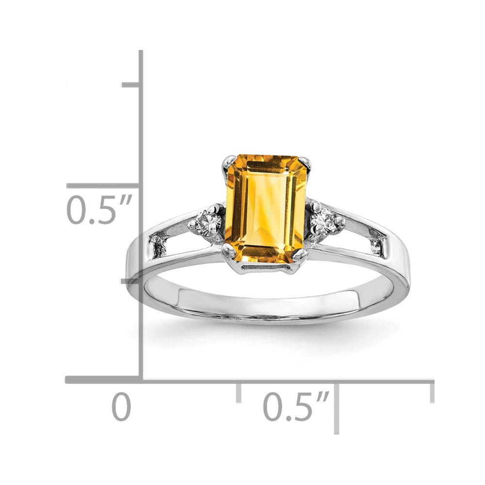 14k White Gold 7x5mm Emerald Cut Citrine A Real Diamond ring