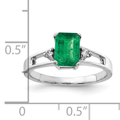 14k White Gold 7x5mm Emerald Cut Emerald A Real Diamond ring