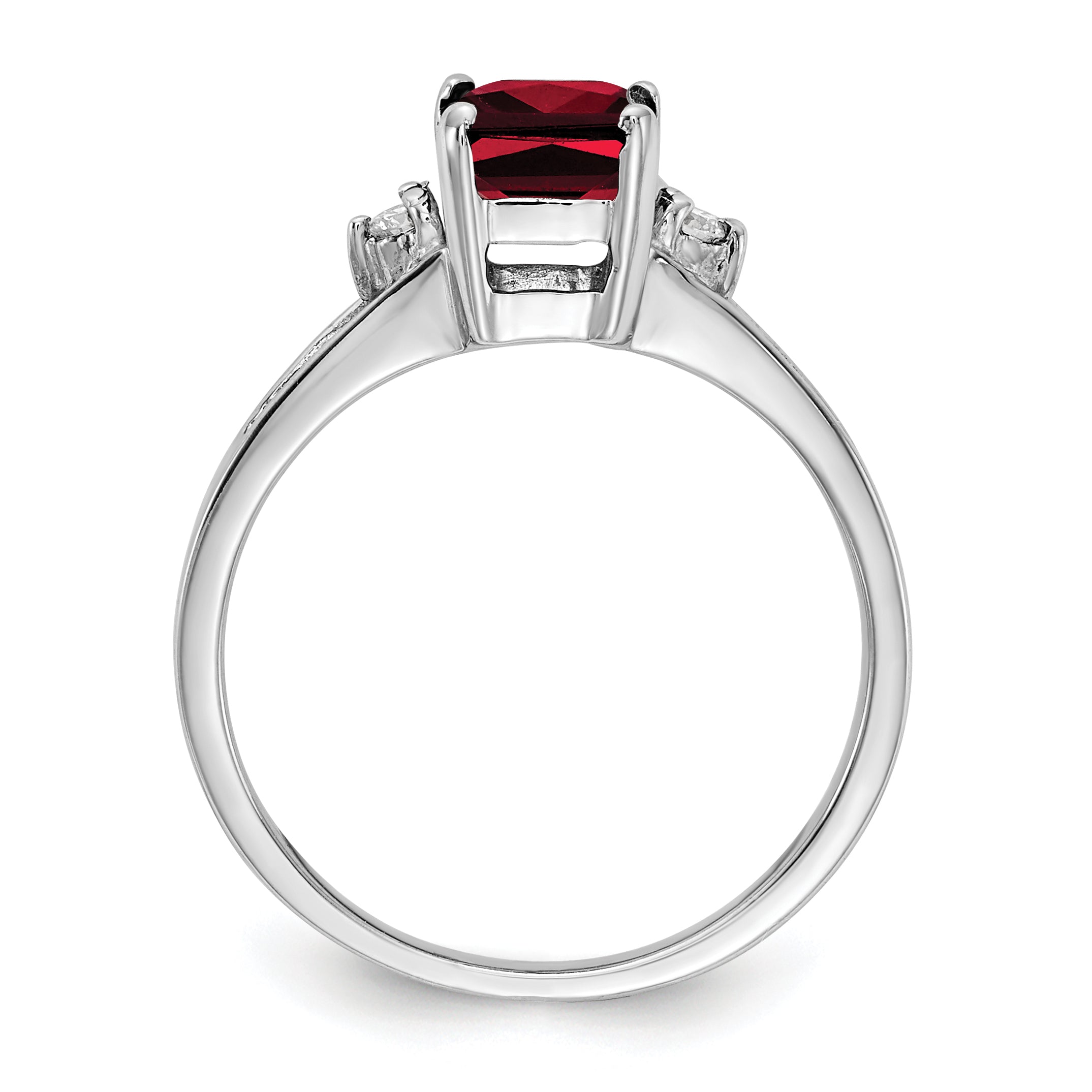 14k White Gold 7x5mm Emerald Cut Garnet A Real Diamond ring