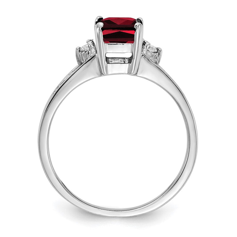 14k White Gold 7x5mm Emerald Cut Garnet VS Diamond ring