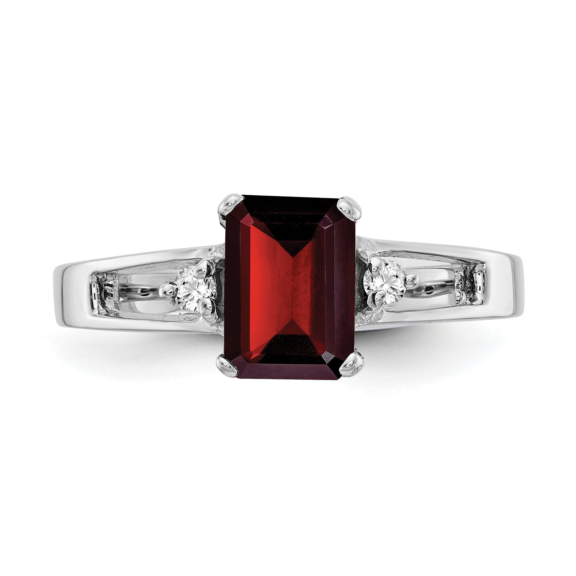14k White Gold 7x5mm Emerald Cut Garnet A Real Diamond ring