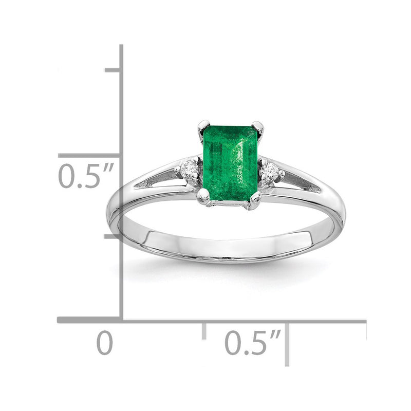 14k White Gold 6x4mm Emerald Cut Emerald A Real Diamond ring
