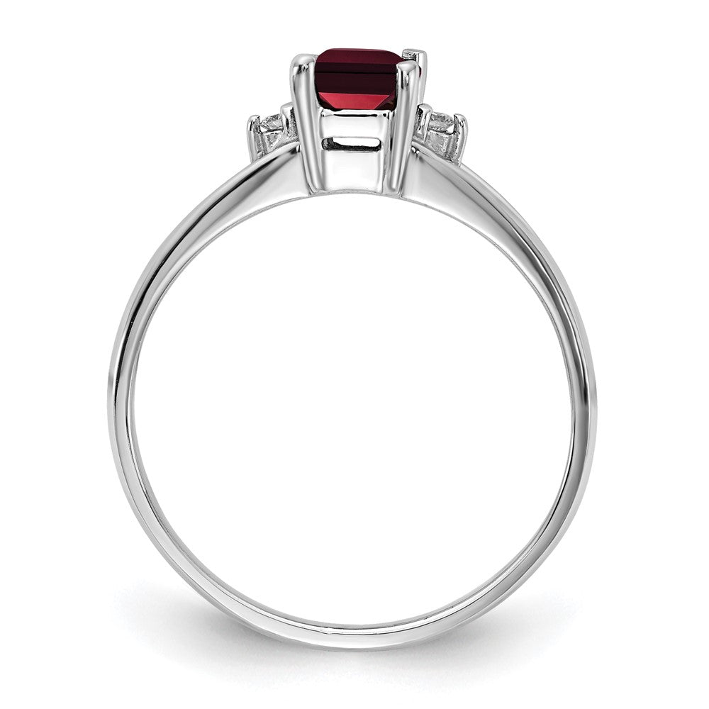 14k White Gold 6x4mm Emerald Cut Garnet A Real Diamond ring