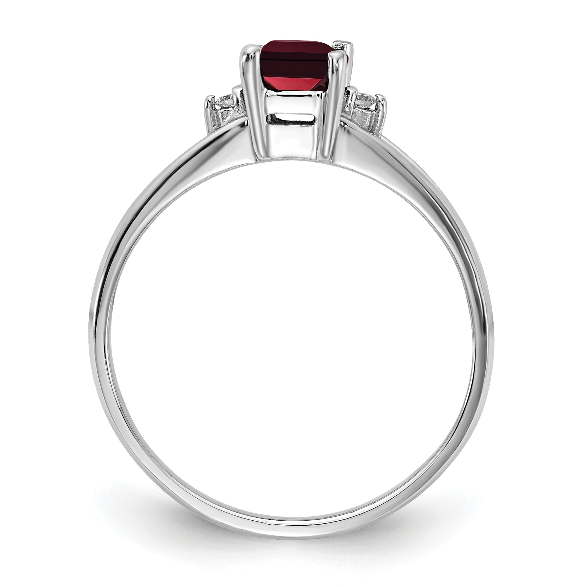 14k White Gold 6x4mm Emerald Cut Garnet A Real Diamond ring
