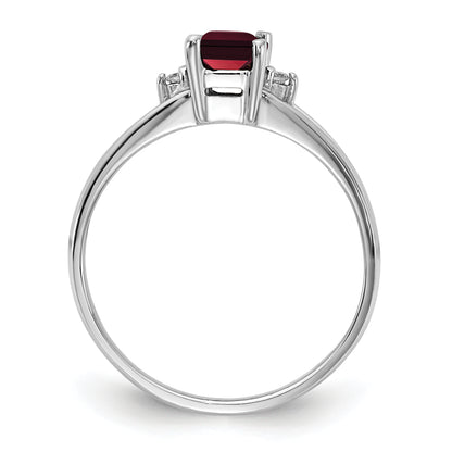 14k White Gold 6x4mm Emerald Cut Garnet A Real Diamond ring
