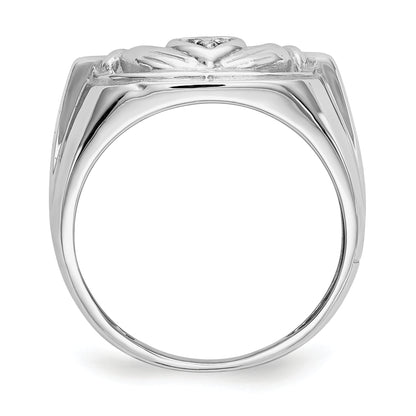 14K White Gold Men'S Claddagh Band Aa Dia Ring