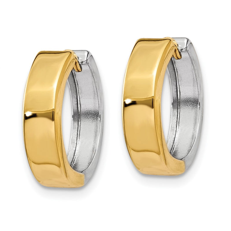 14K Two Tone Hinged Hoop Earrings