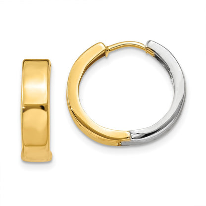 14K Two Tone Hinged Hoop Earrings