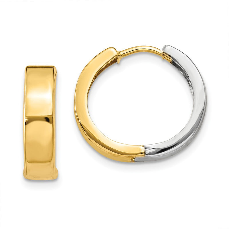 14K Two Tone Hinged Hoop Earrings