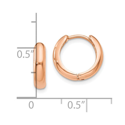 14K Rose Gold Polished Hinged Hoop Earrings