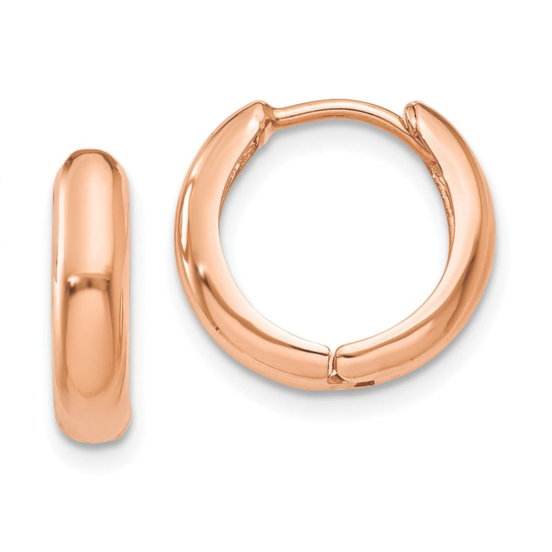 14K Rose Gold Polished Hinged Hoop Earrings
