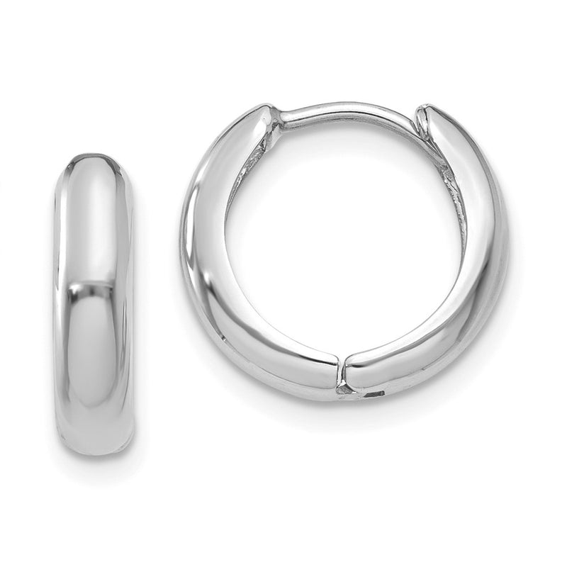 14K White Gold Hinged Hoop Earrings