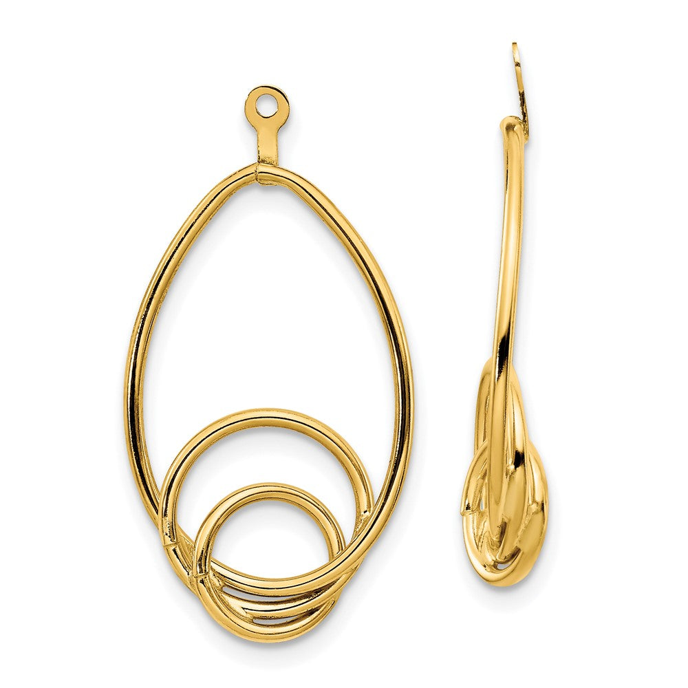 14K Yellow Gold Polished Fancy Teardrop Earring Jackets