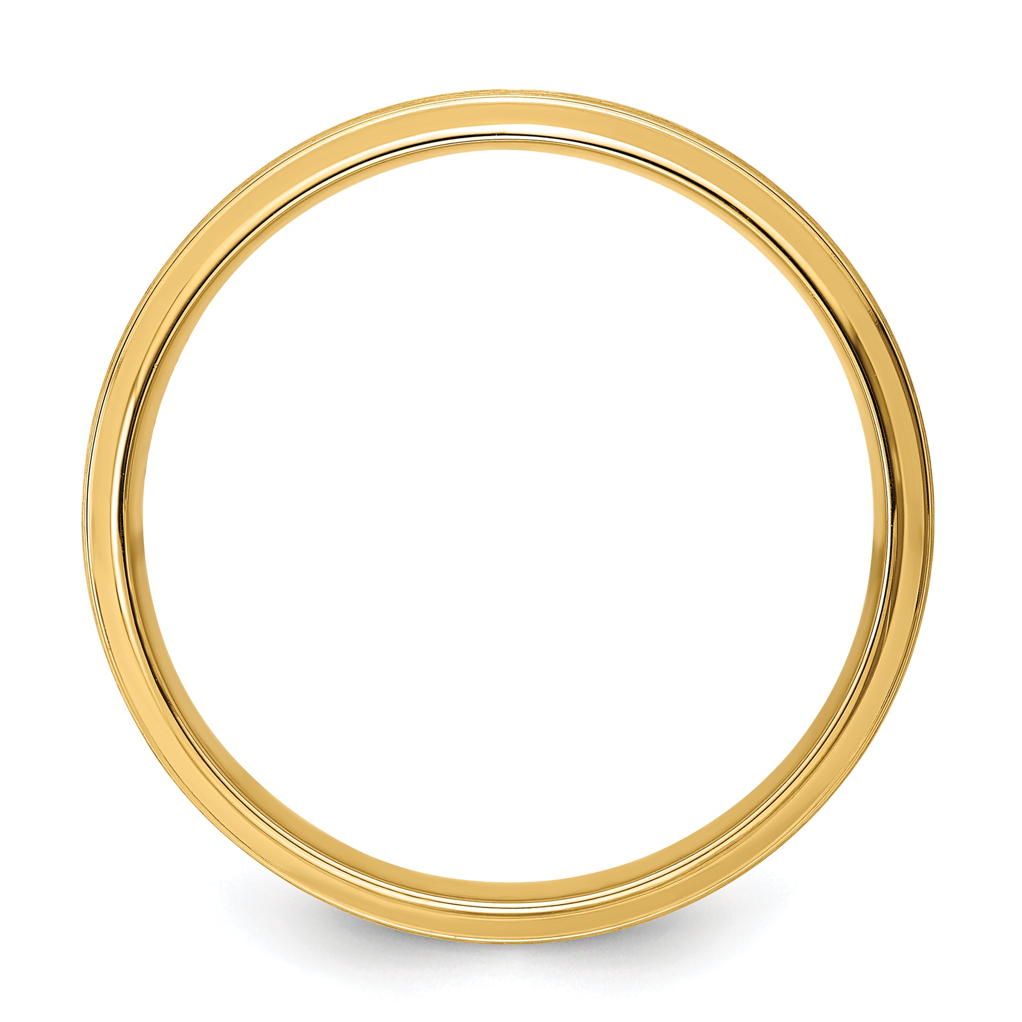 14K Yellow Gold 6mm Heavyweight Comfort Fit Brushed Satin Line Edge Wedding Band