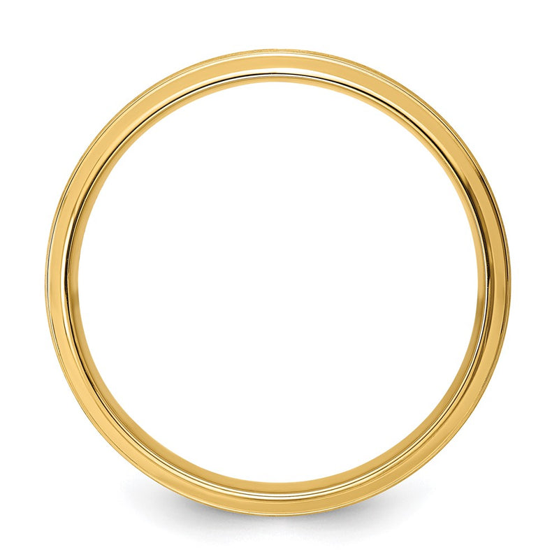 14K Yellow Gold 6mm Standard Weight Comfort Fit Brushed Satin Line Edge Wedding Band
