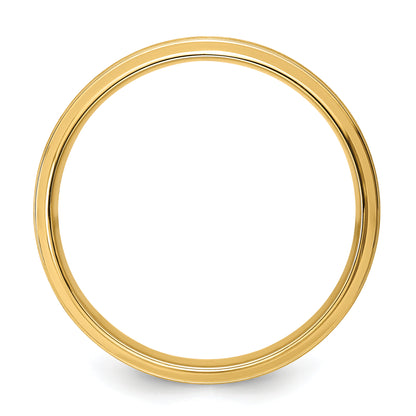 14K Yellow Gold 6mm Standard Weight Comfort Fit Brushed Satin Line Edge Wedding Band