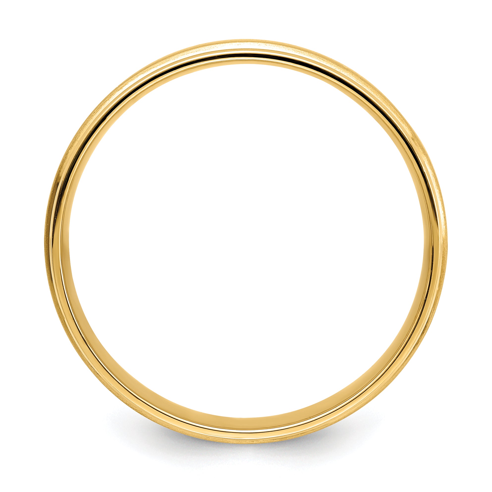 14K Yellow Gold 6mm Lightweight Comfort Fit Brushed Satin/Polished Grooved Edge Wedding Band