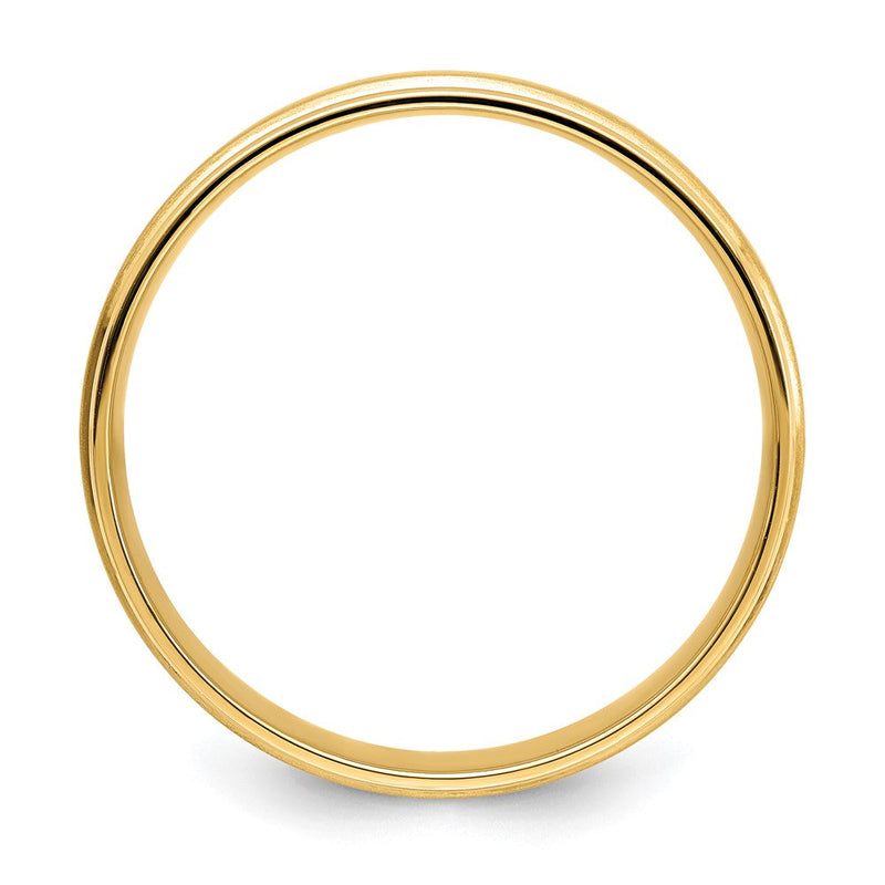 18k Yellow Gold 6mm Standard Weight Comfort Fit Brushed Satin/Polished Grooved Edge Wedding Band Ring