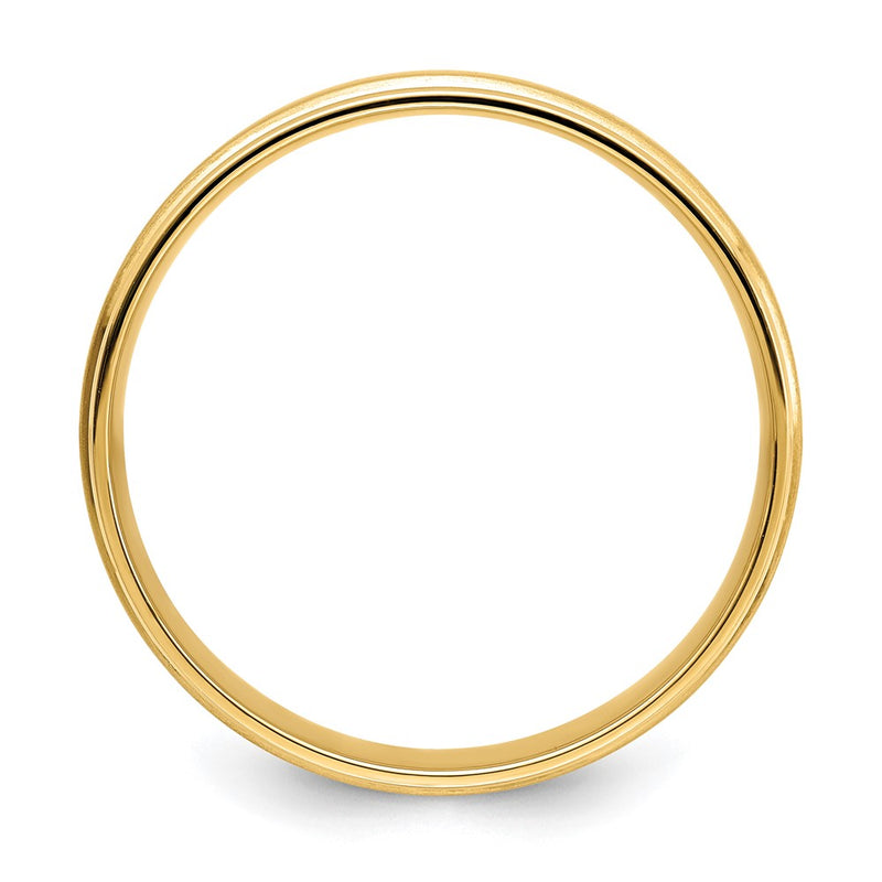 14K Yellow Gold 6mm Heavyweight Comfort Fit Brushed Satin/Polished Grooved Edge Wedding Band
