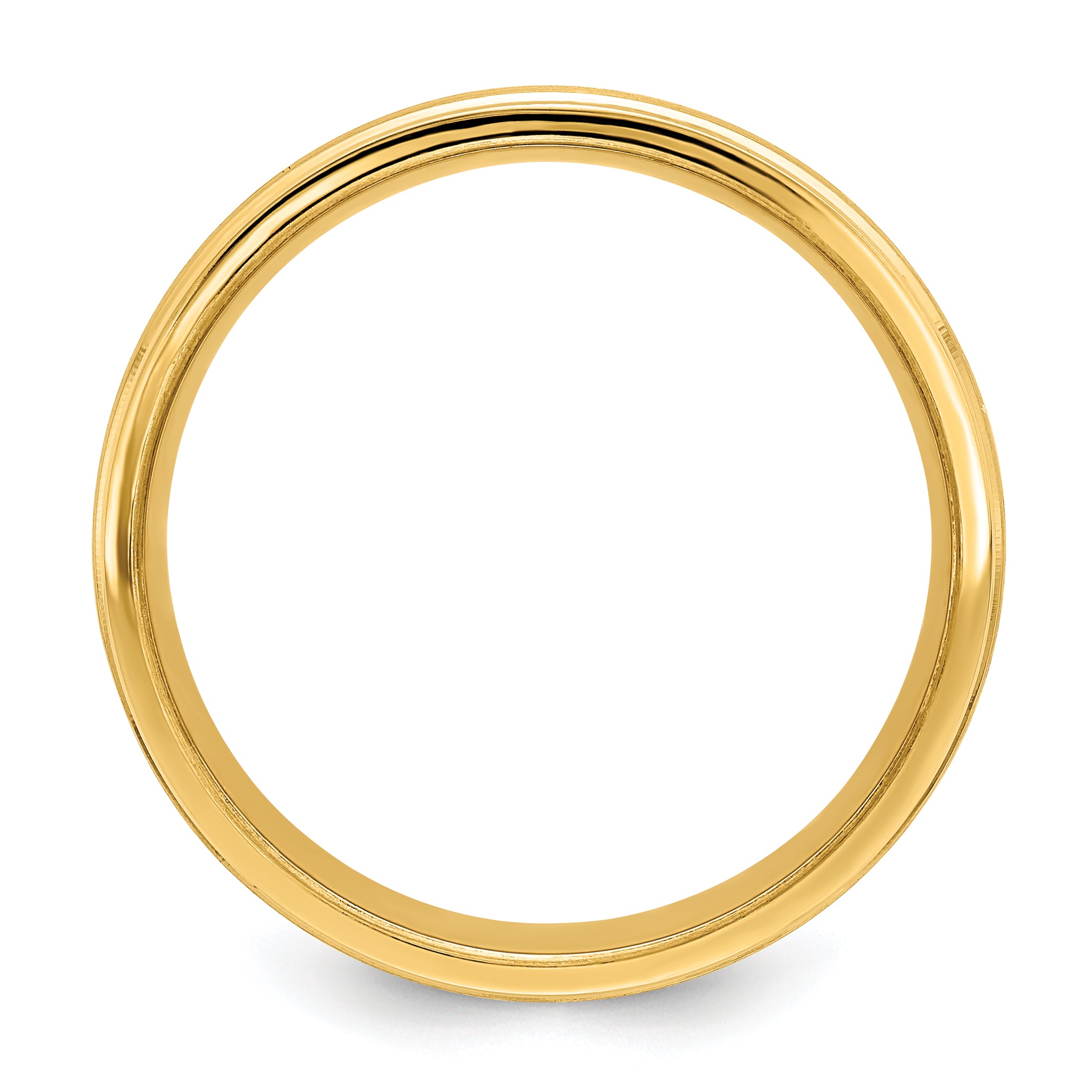 14K Yellow Gold 6mm Heavyweight Comfort Fit Brushed Satin With Center Line Fancy Wedding Band