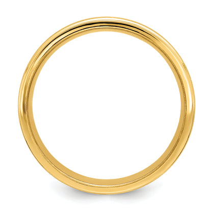 14K Yellow Gold 6mm Standard Weight Comfort Fit Brushed Satin With Center Line Fancy Wedding Band