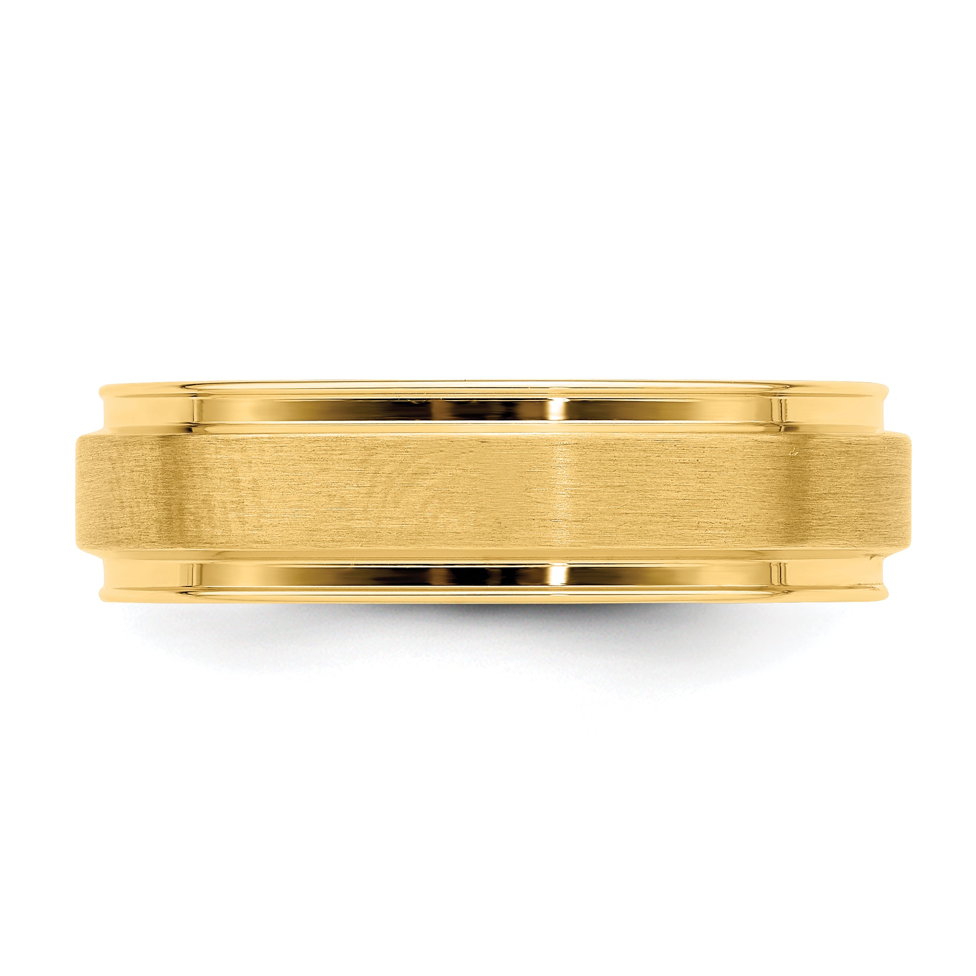 14K Yellow Gold 6mm Standard Weight Comfort Fit Brushed Satin Fancy Wedding Band