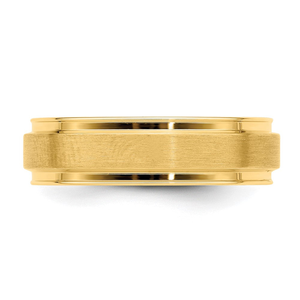 14K Yellow Gold 6mm Standard Weight Comfort Fit Brushed Satin Fancy Wedding Band