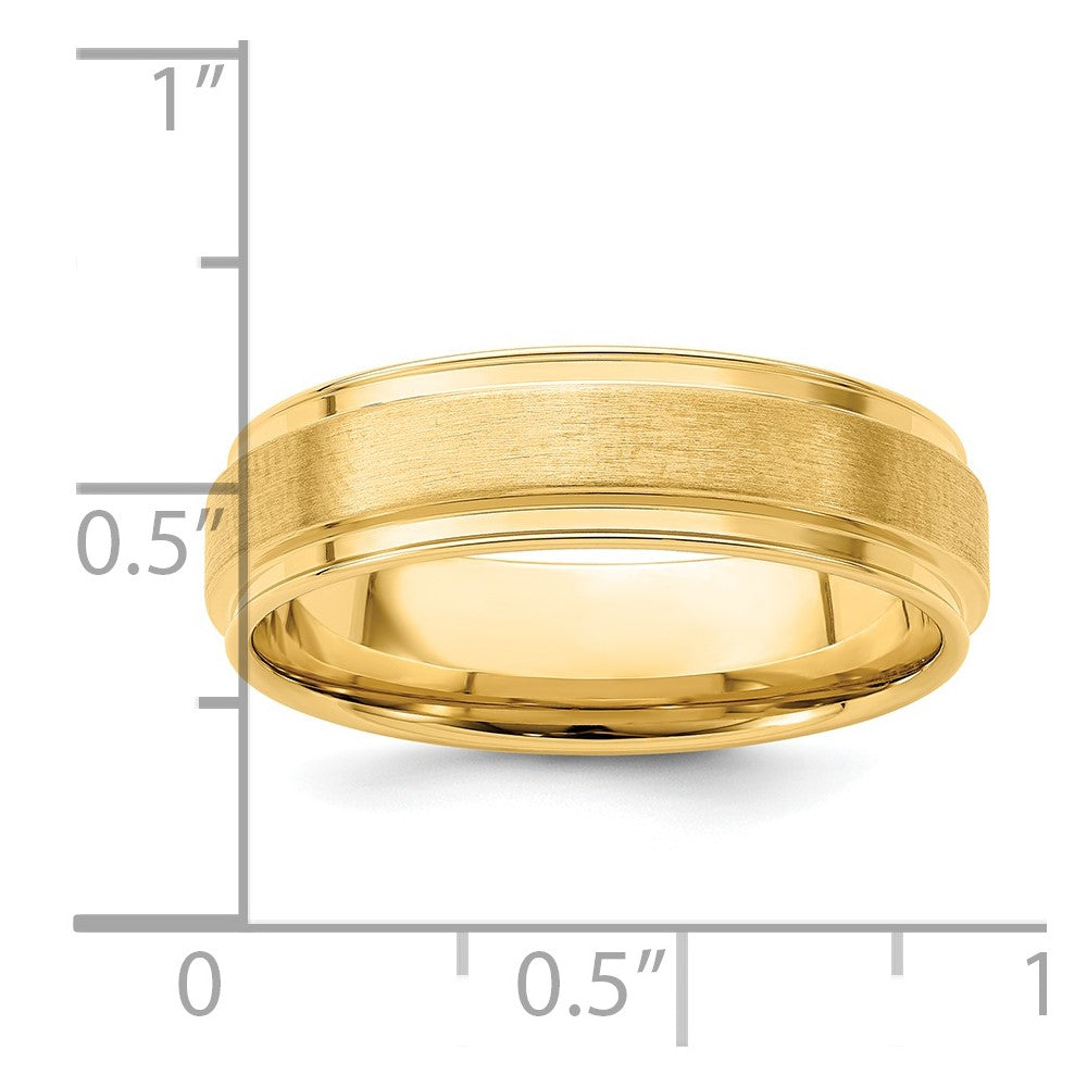 14K Yellow Gold 6mm Standard Weight Comfort Fit Brushed Satin Fancy Wedding Band