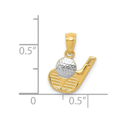 14k Yellow & Rhodium 14k and Rhodium Golf Pendant