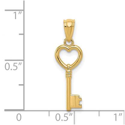 14k Yellow Gold 14K Polished 3D Heart Key Charm
