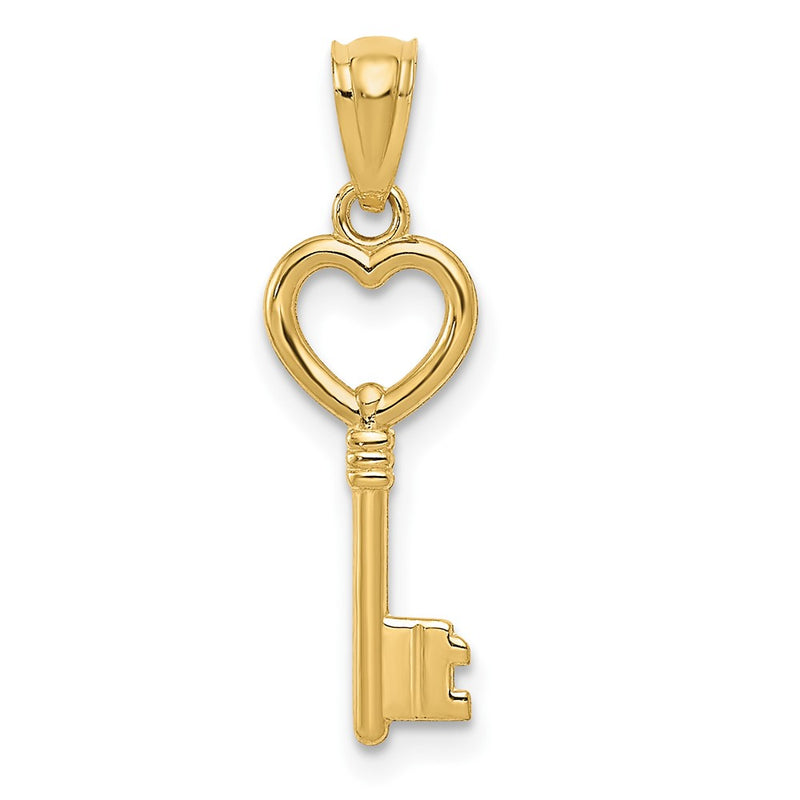 14k Yellow Gold 14K Polished 3D Heart Key Charm