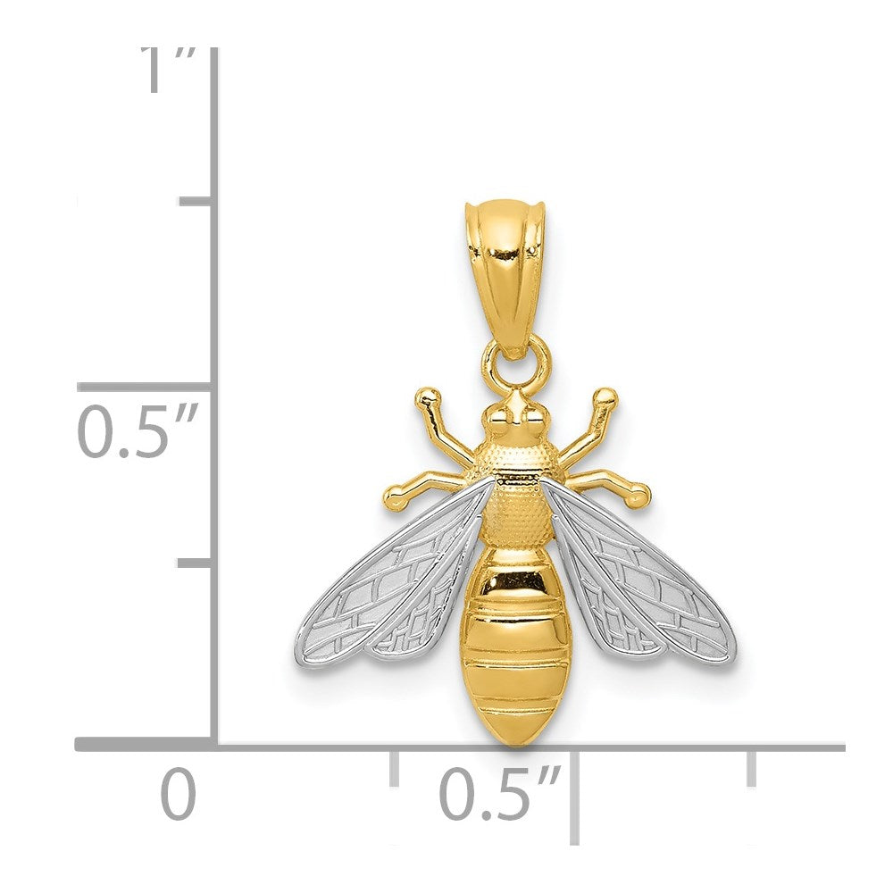 14k Yellow & Rhodium 14k w/Rhodium Bee Pendant