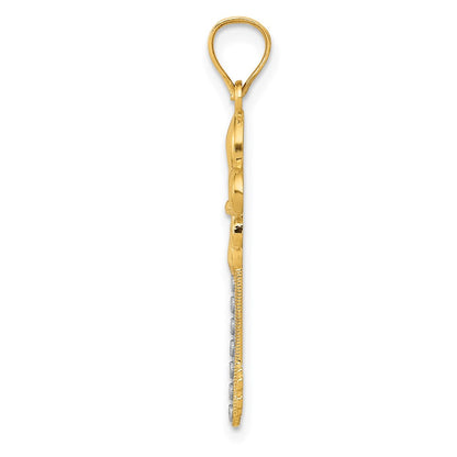 14k Yellow & Rhodium 14K w/ White Rhodium Polished Fleur De Lis Key Charm