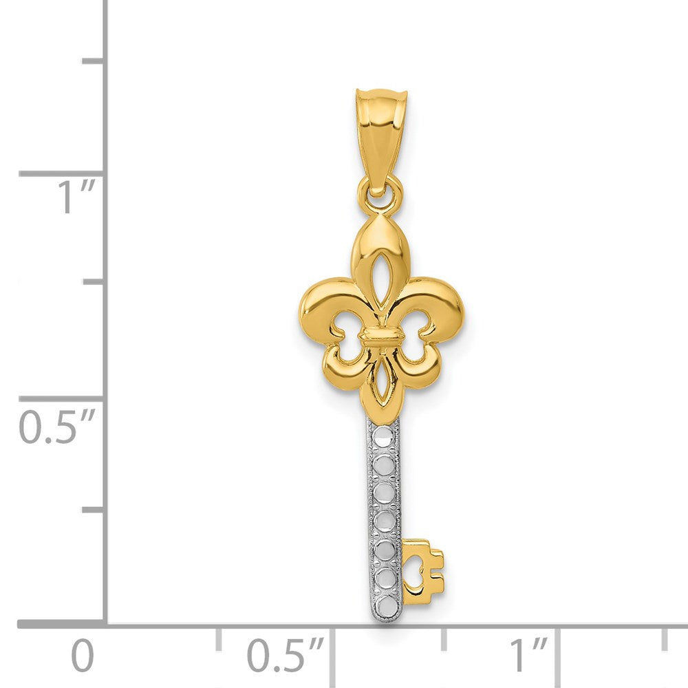 14k Yellow & Rhodium 14K w/ White Rhodium Polished Fleur De Lis Key Charm