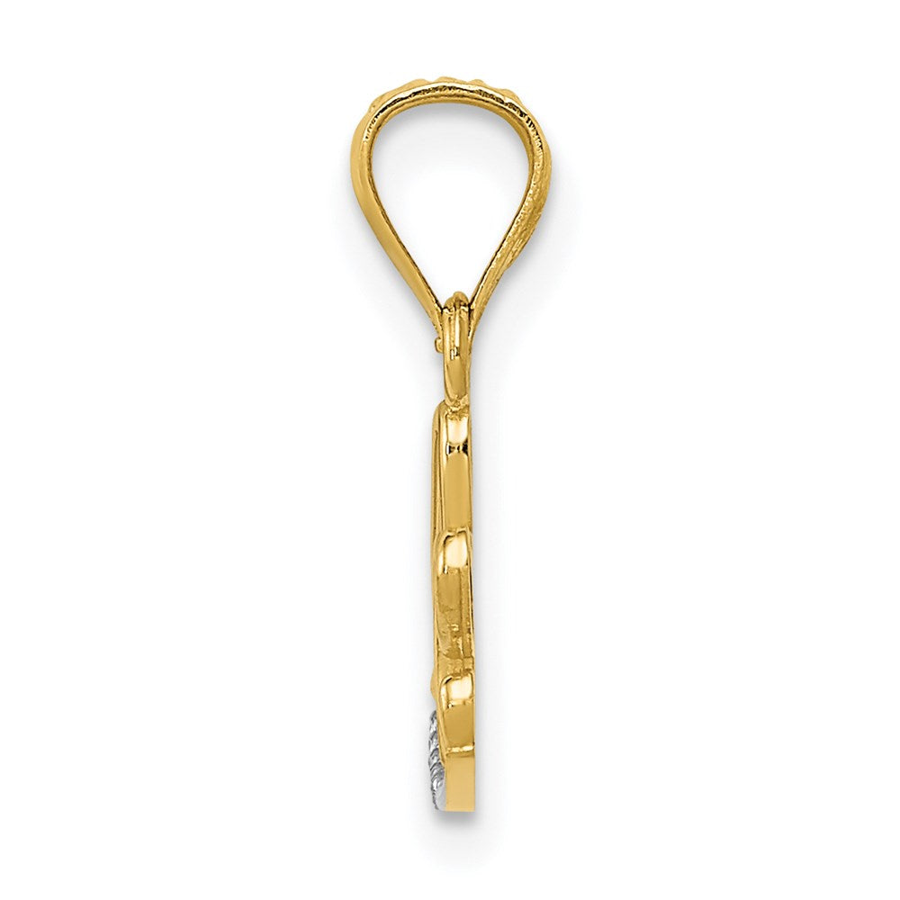 14k Yellow & Rhodium 14k w/Rhodium Diamond-cut LOVE Pendant