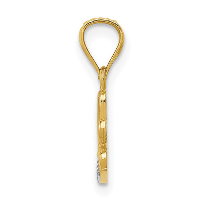 14k Yellow & Rhodium 14k w/Rhodium Diamond-cut LOVE Pendant