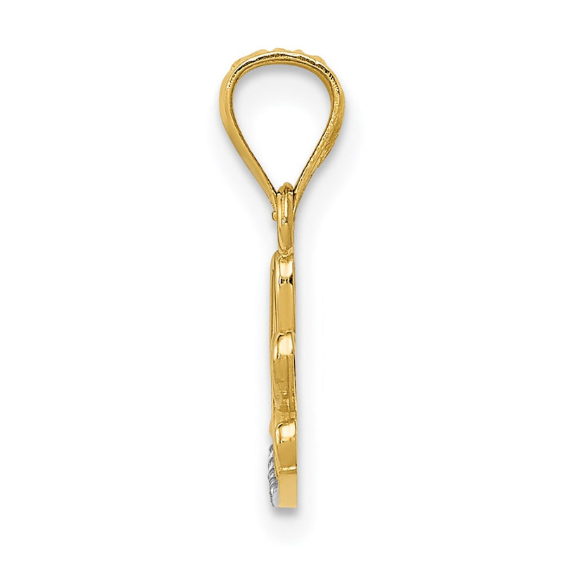 14k Yellow & Rhodium 14k w/Rhodium Diamond-cut LOVE Pendant