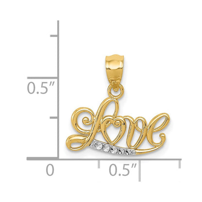 14k Yellow & Rhodium 14k w/Rhodium Diamond-cut LOVE Pendant