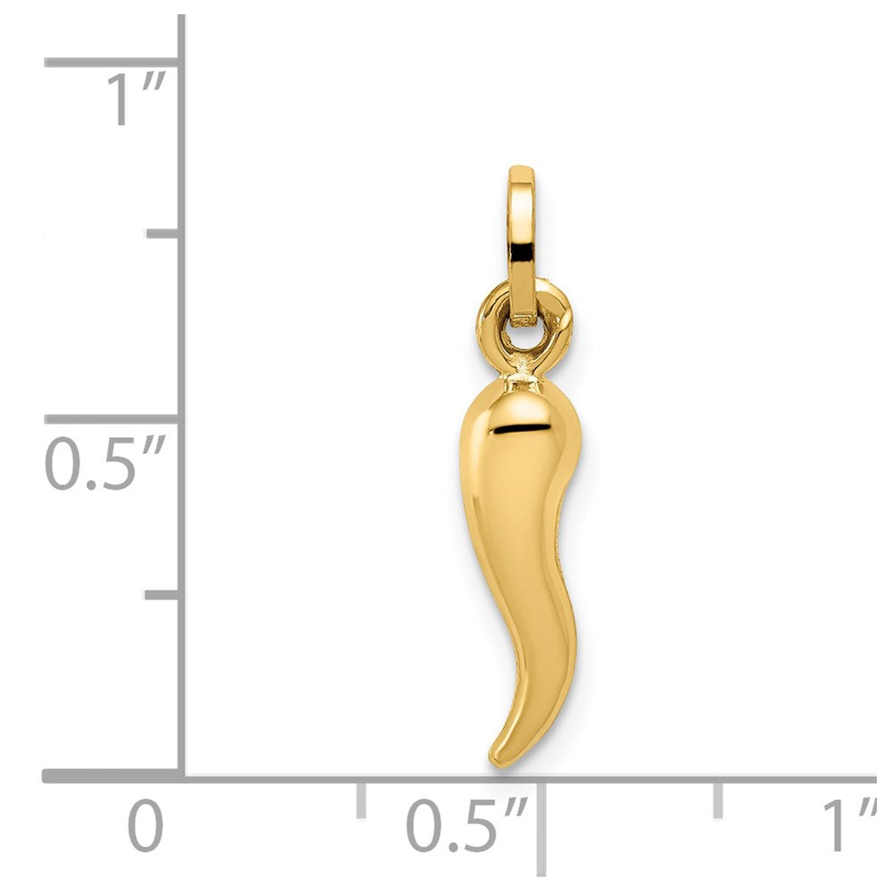 14k Yellow Gold 14k Hollow Italian Horn Charm