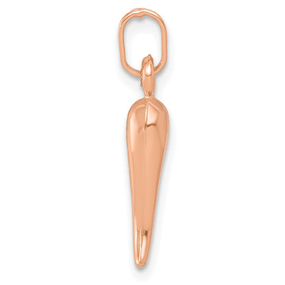 14K Rose Gold Hollow Italian Horn Charm