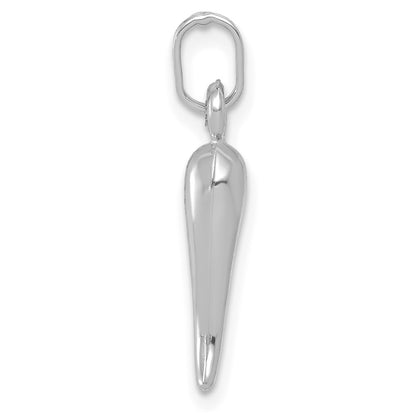 14K White Gold Hollow Italian Horn Charm