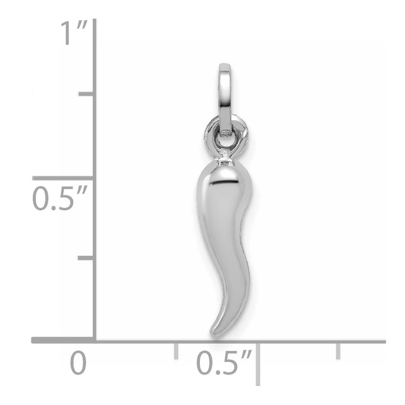 14K White Gold Hollow Italian Horn Charm