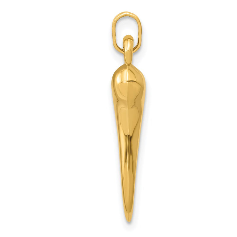 14k Yellow Gold 14k Hollow 3D Italian Horn Charm