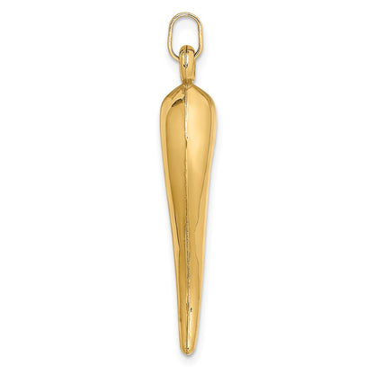 14k Yellow Gold 14k Hollow 3D Italian Horn Charm