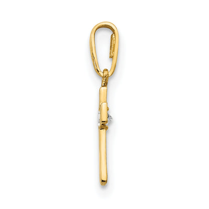 14K Yellow Gold Cz Children'S Cross Pendant